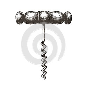 Wine corkscrew on a white background. sketch