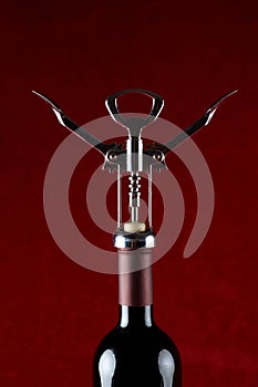 Wine Corkscrew and wine bottle