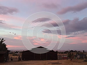 Wine Country Rural Ranch Sunset with brown barn