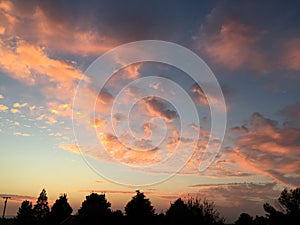 Wine Country Rural Ranch Sunset with trees and clouds