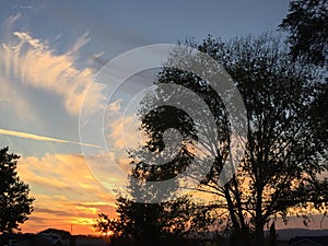 Wine Country Rural Ranch Sunset with trees and clouds