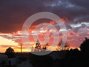 Wine Country Rural Ranch Sunset with trees and clouds