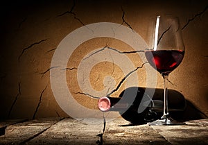 Wine and cracked wall