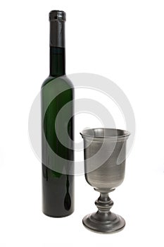 Wine cup and bottle