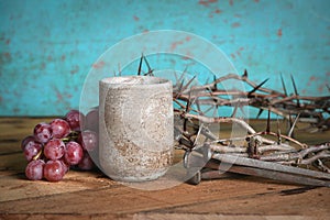 Wine Cup, Grapes, Nails and Crown of Thorns