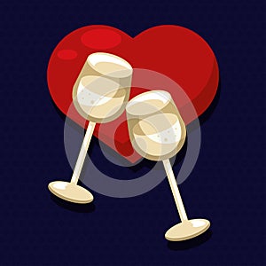 wine cups with heart