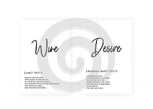 Wine and desire definition, vector