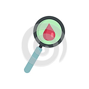 Wine drop magnifier icon flat isolated vector