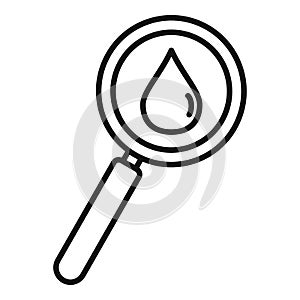 Wine drop magnifier icon, outline style