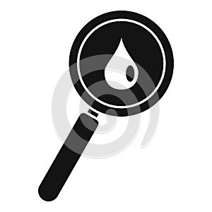 Wine drop magnifier icon, simple style