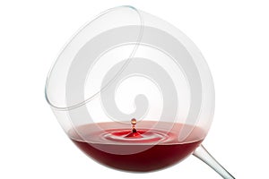 Wine drop splashing on glass