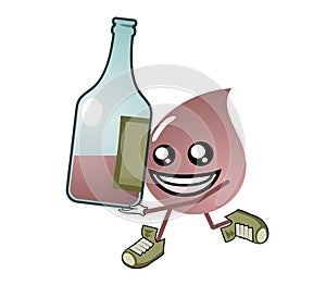 Wine drop with wine bottle