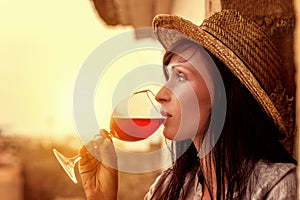 Wine enjoying girl
