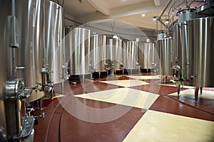 Wine fermentation in big vats