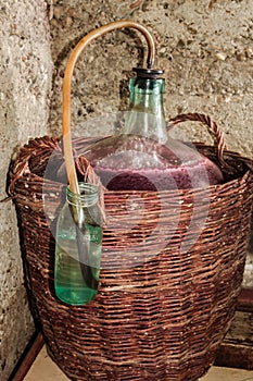Wine fermentation process in demijohn