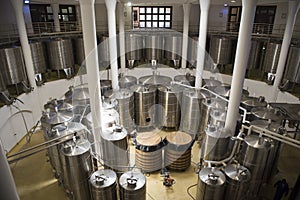 Wine fermentation tanks of Vergelegen Wine Estade, Sommerset West, Western Cape, South Africa