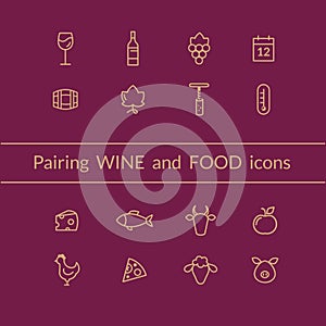 Wine and food pairing icons