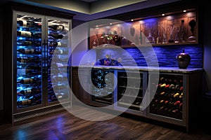 wine fridges led lighting illuminating the bottles