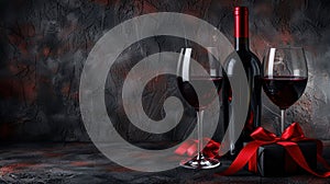 The wine and gift box.AI generated image