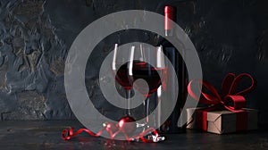 The Wine and Gift Scene. AI generated