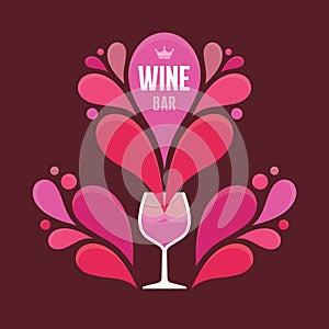 Wine Glass and Abstract Sprays - Vector Illustration photo