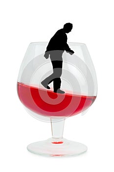 Wine glass and alcoholic man