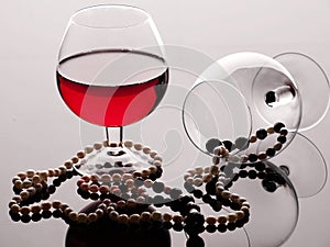 Wine glass bead red drink