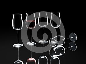 Wine glass on black