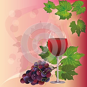 Wine glass and black grape