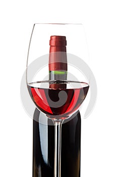 Wine glass with bottle