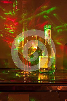 Wine glass and bottle abstract glowing pattern