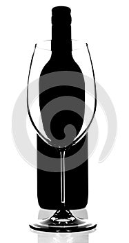 Wine glass and bottle silhouette