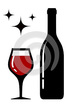 Wine glass and bottle with star