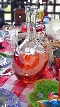 Wine glass bottle  on table