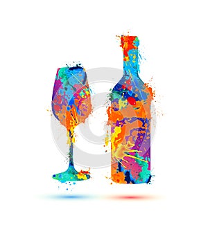 Wine glass and bottle