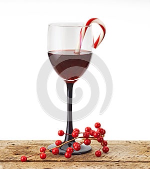 Wine glass with candy cane