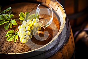 Wine Glass with Chardonnay Grapevine tasting.