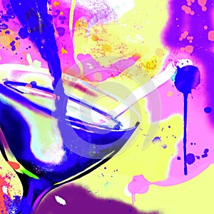 Wine glass colorful abstract neon art wallpaper for your design