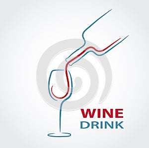 Wine glass concept menu design, stock vector illustration