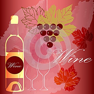Wine glass concept menu design , wine grapes design menu background