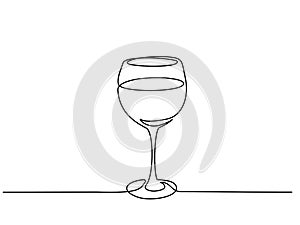 Wine glass Continuous one line drawing vector