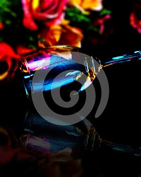 Wine glass with flowers full Color