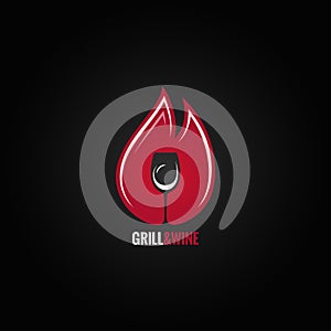 Wine glass grill fire design background