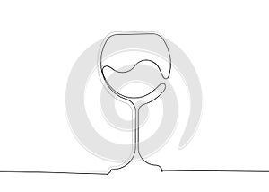 Wine Glass Icon in single line drawing, Wineglass logo, Glassware label sig continuous line. Vector Art Illustration isolated or w
