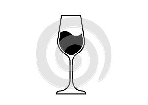 Wine Glass Icon, Wineglass logo, Glassware Icon Vector Art Illustration isolated