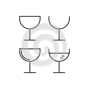 Wine glass. Line icons in flat design style. Icon set