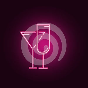 Wine glass line neon icon. Elements of Kitchen set. Simple icon for websites, web design, mobile app, info graphics