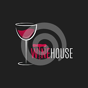 Wine glass logo design. Red and white wine house concept background