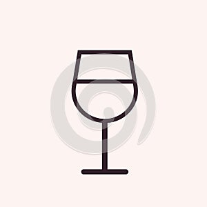 Wine glass outline icon, modern minimal flat design style, vector illustration