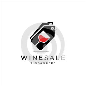 Wine Glass with Price Tag Label for Wine Shop logo